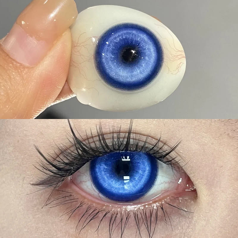 MYEYEBB Cyber Dark Blue Prescription Cosplay Colored Contact Lenses | 1 Year - image 2