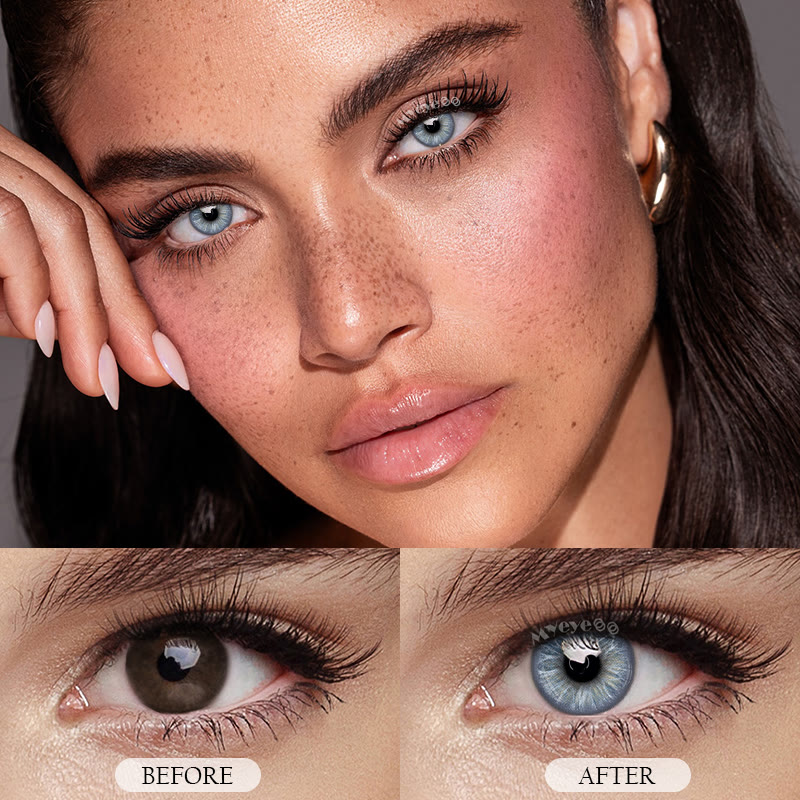MYEYEBB Nude Iris Blue Violet Prescription Colored Contact Lenses