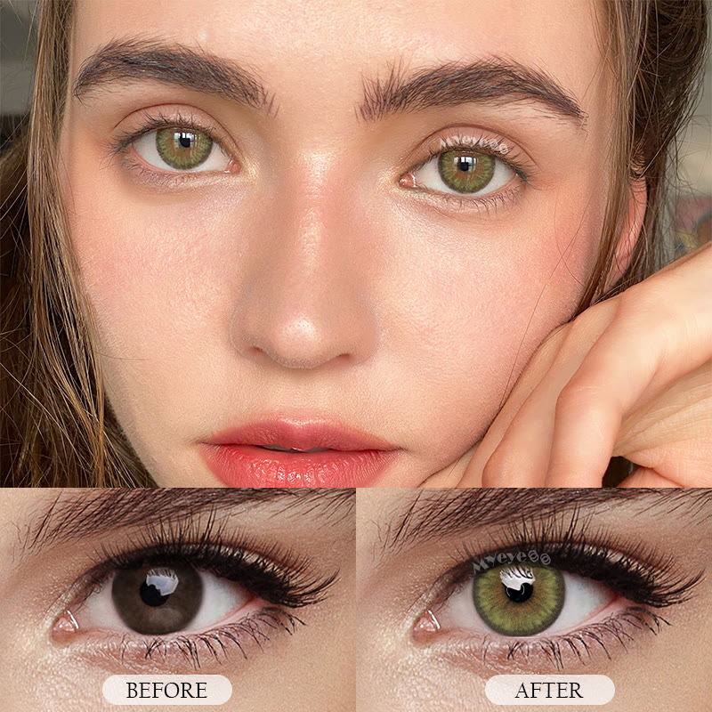 MYEYEBB Halo Iris Green Prescription Colored Contact Lenses丨Monthly - image 8