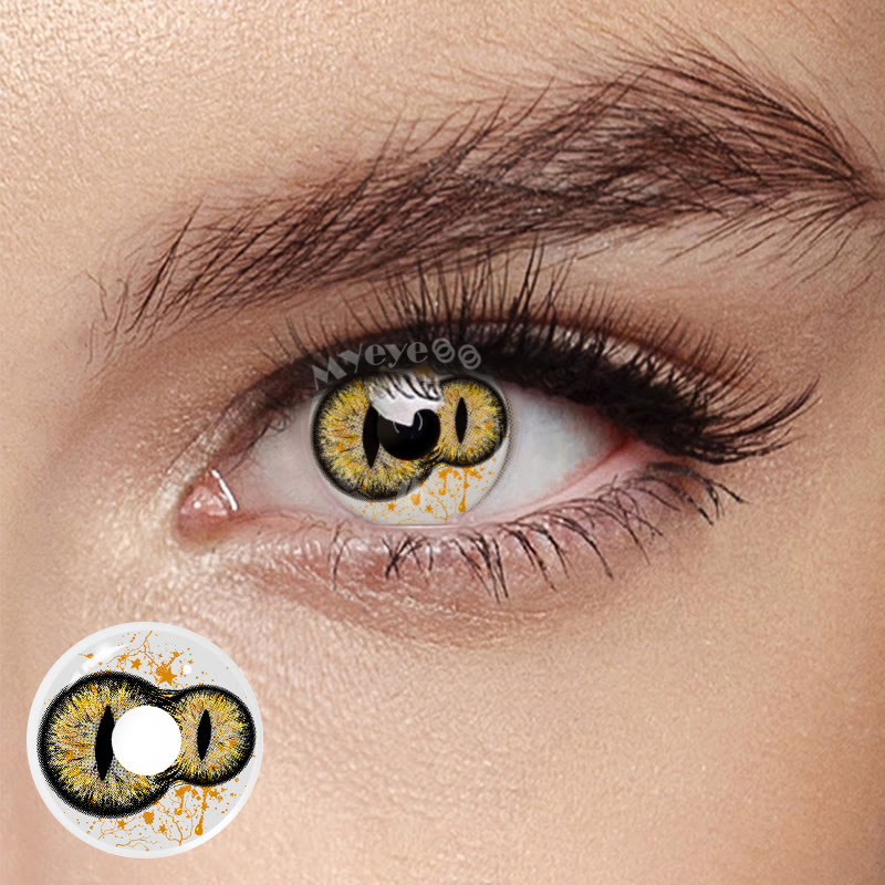 MYEYEBB Twin Inferno Iris Gold Brown Cosplay Colored Contact