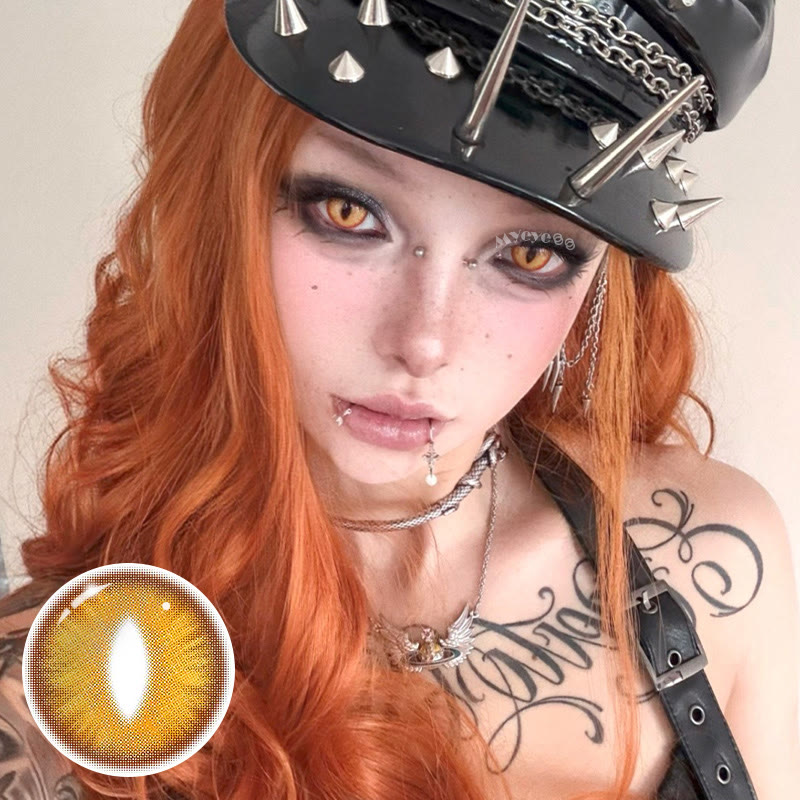 MYEYEBB Dragon Eye Gold Brown Prescrition Cosplay Colored Contact Lenses丨1 Day - image 2