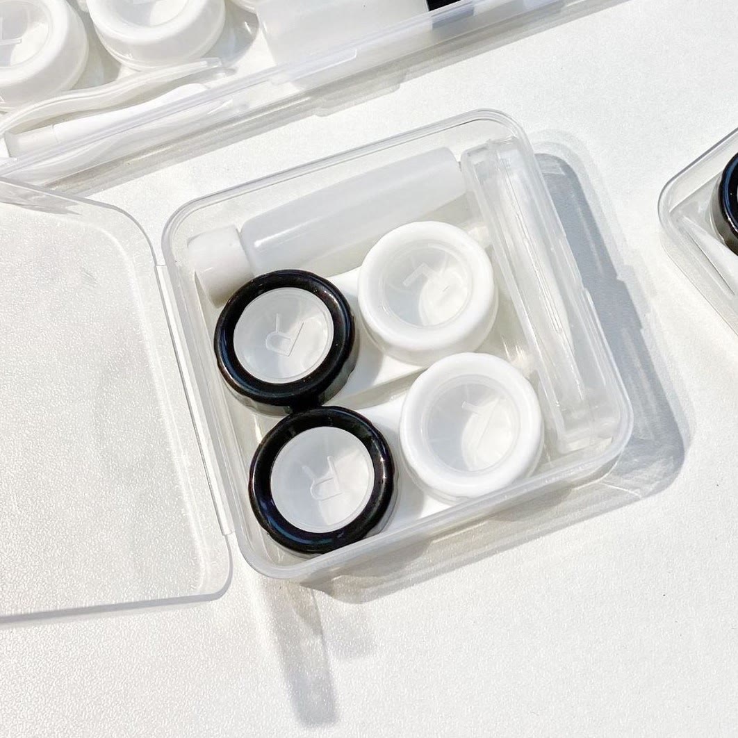 MYEYEBB 1Set Black&white Colored Contact Lens Case - black-2set - image 1