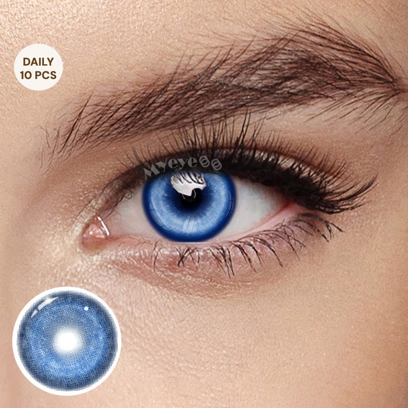 MYEYEBB Cyber Dark Blue Prescription Cosplay Colored Contact Lenses | 1 Day-10 pcs - Cyber Dark Blue (1 Day-10 pcs) - -8.00 - TD2001_BBU_10pcs - image 1