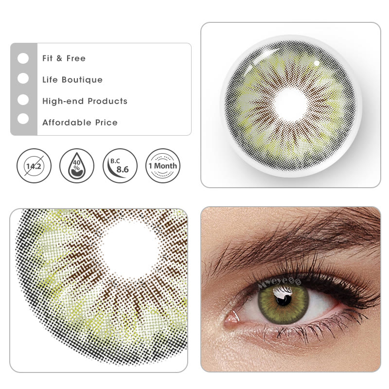 MYEYEBB Halo Iris Green Prescription Colored Contact Lenses丨Monthly - image 10