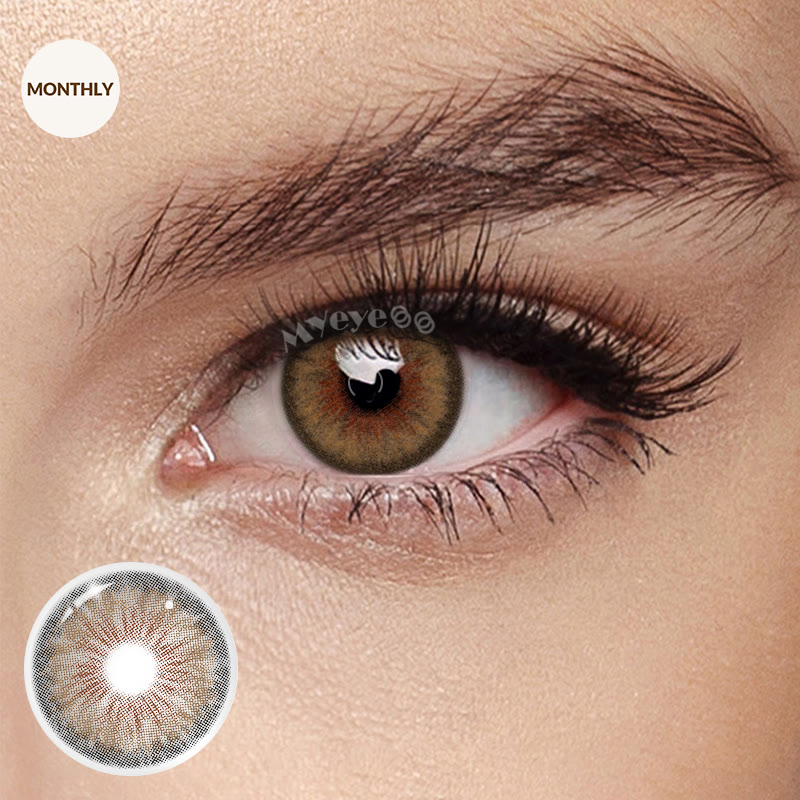 MYEYEBB Halo Iris Brown Prescription Colored Contact Lenses丨Monthly - Halo Iris Brown (Monthly) - -6.00 - MI22-A(HBE1180-1) - image 1