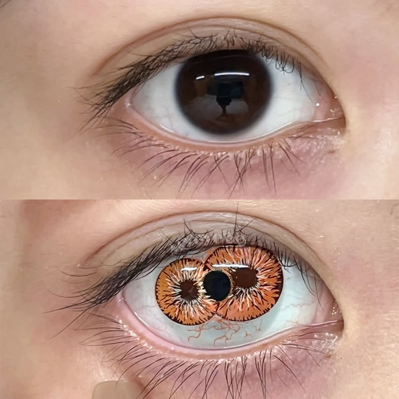 MYEYEBB Twin Hex Gold Brown Cosplay Colored Contact Lenses - image 2