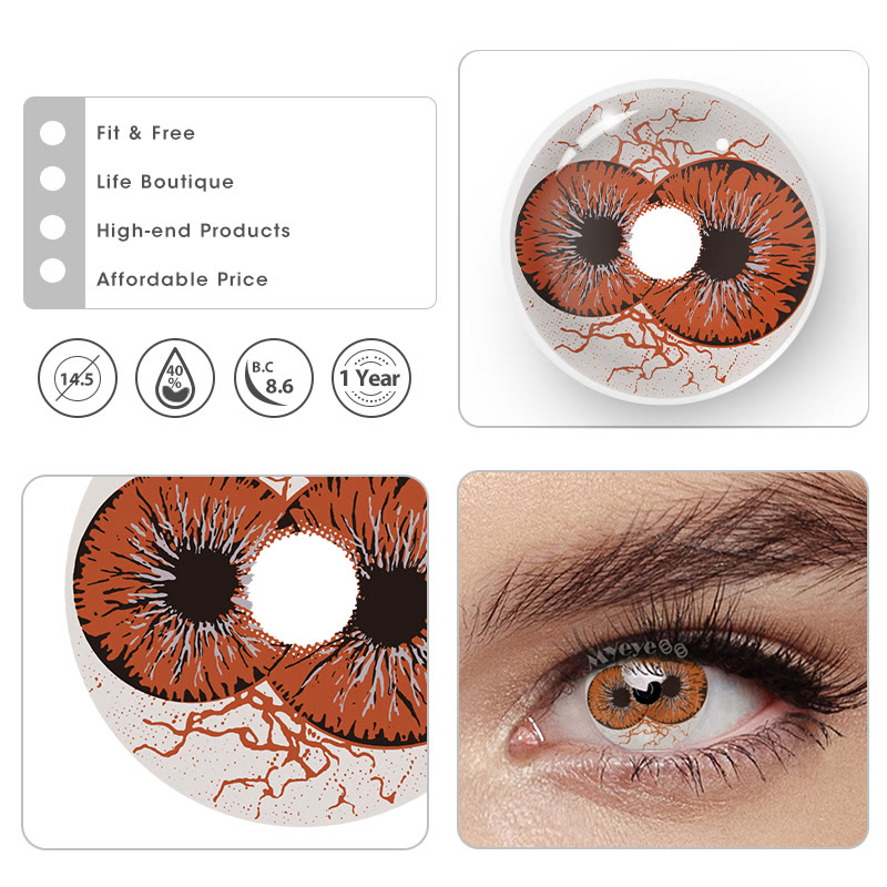 MYEYEBB Twin Hex Gold Brown Cosplay Colored Contact Lenses - image 5