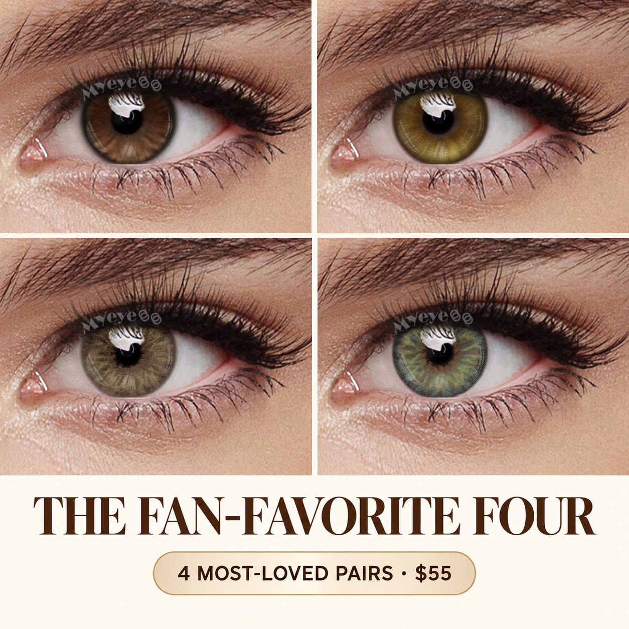 MYEYEBB Best Sellers & Natural Eye Color 4-Pair Colored Contact Lenses Set - 4-Pair Set (Monthly) - 0.00 - MI23-5+MI23-1+FD88-1+DL399_BN - image 1
