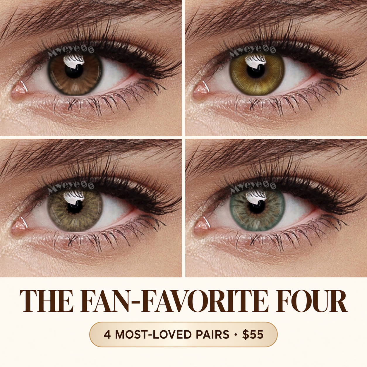 MYEYEBB Best Sellers & Natural Eye Color 4-Pair Colored Contact Lenses Set - 4-Pair Set (Monthly) - 0.00 - MI23-2-A+MI23-1+FD88-1+DL399_BN - image 1