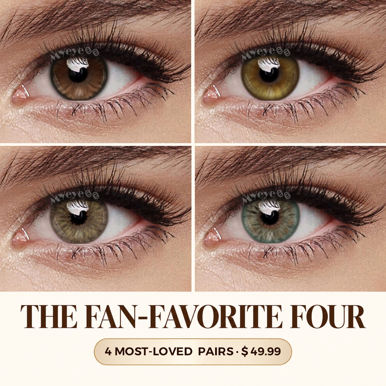 MYEYEBB Best Sellers & Natural Eye Color 4-Pair Colored Contact Lenses Set - 4-Pair Set (Monthly) - 0.00 - MI23-2-A+MI23-1+FD88-1+DL399_BN - image 1