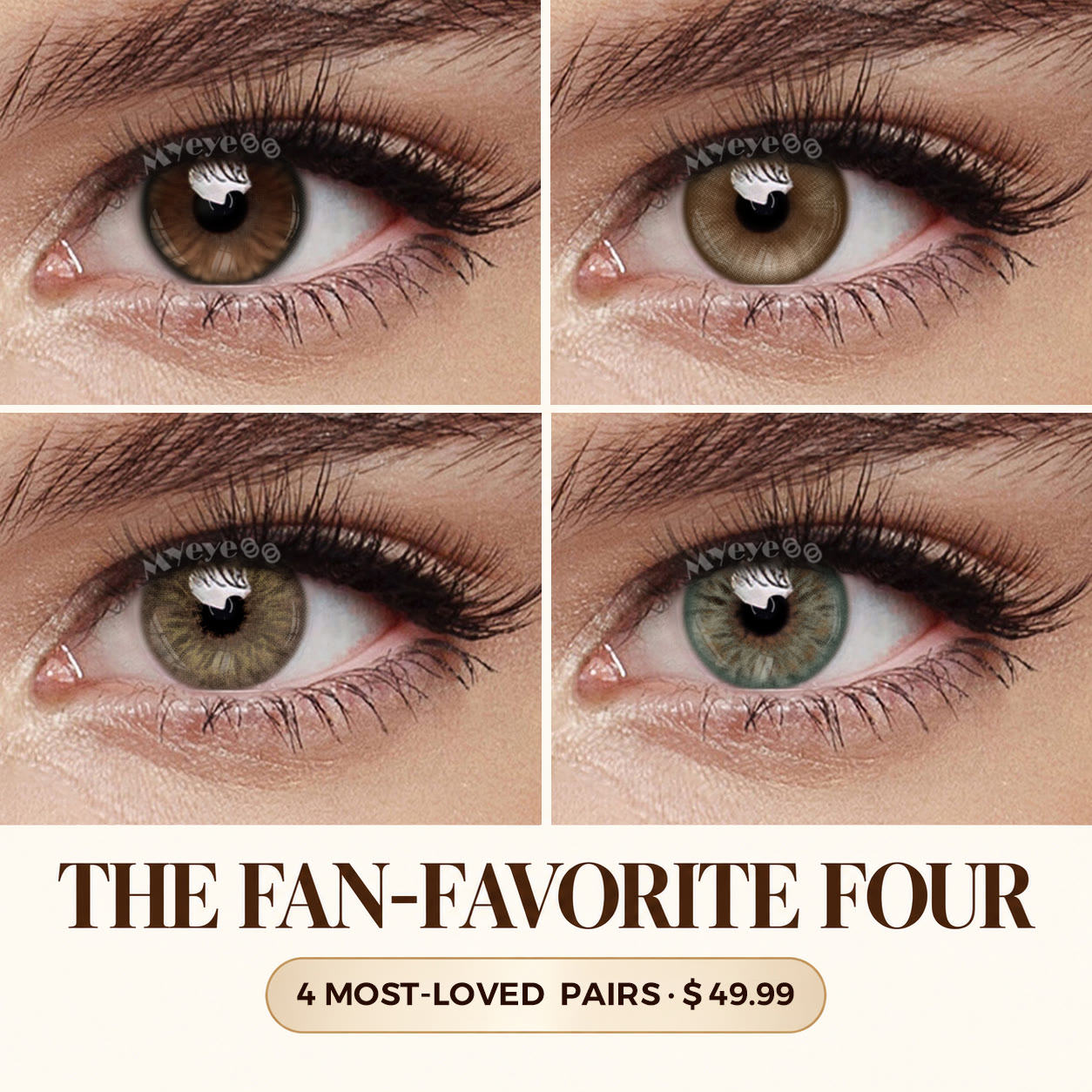 MYEYEBB Best Sellers & Natural Eye Color 4-Pair Colored Contact Lenses Set - 4-Pair Set (Monthly) - 0.00 - MI23-2-A+MI23-1+FD88-5+DL399_BN - image 1