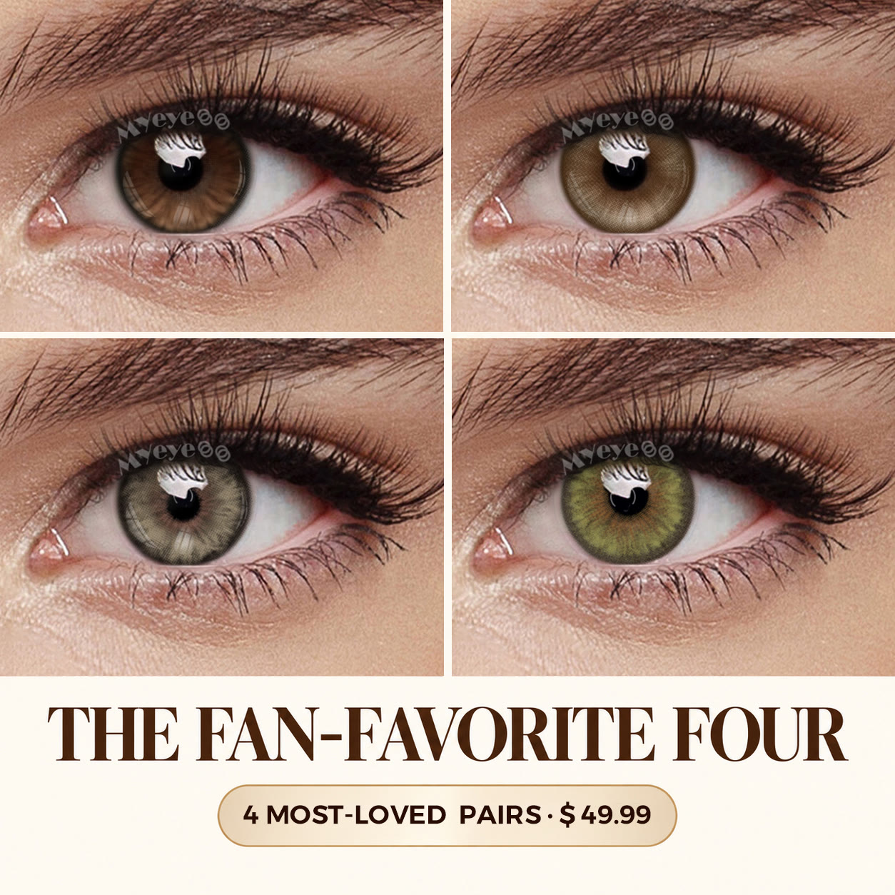MYEYEBB Best Sellers & Natural Eye Color 4-Pair Colored Contact Lenses Set - 4-Pair Set (Monthly) - 0.00 - DL399_BN+FD88-5+MI20-1+MI22-2 - image 1