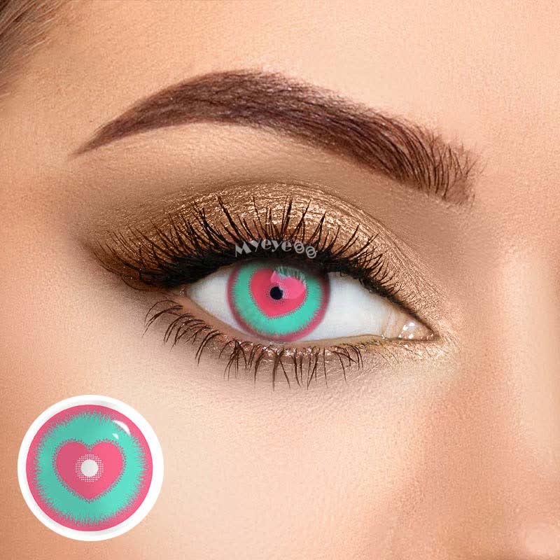 MYEYEBB Blind Minecraft Green Pink Prescription Cosplay Colored Contact Lenses -MYEYEBB