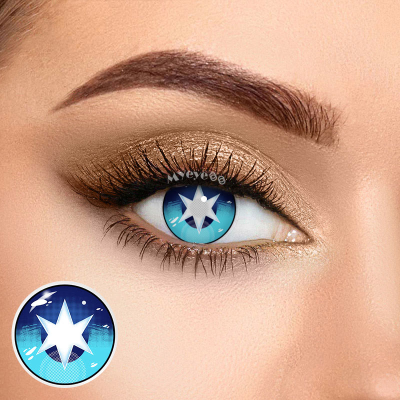 MYEYEBB Blind Aqua Hoshino Blue Cosplay Colored Contact Lenses-MYEYEBB