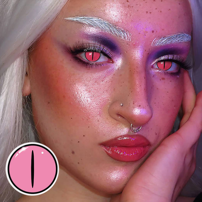 MYEYEBB Blind Kamado Nezuko Rose Cosplay Colored Contact Lenses-MYEYEBB