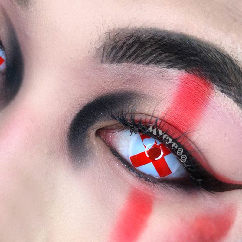 MYEYEBB Blind Red Cross Cosplay Colored Contact Lenses-MYEYEBB