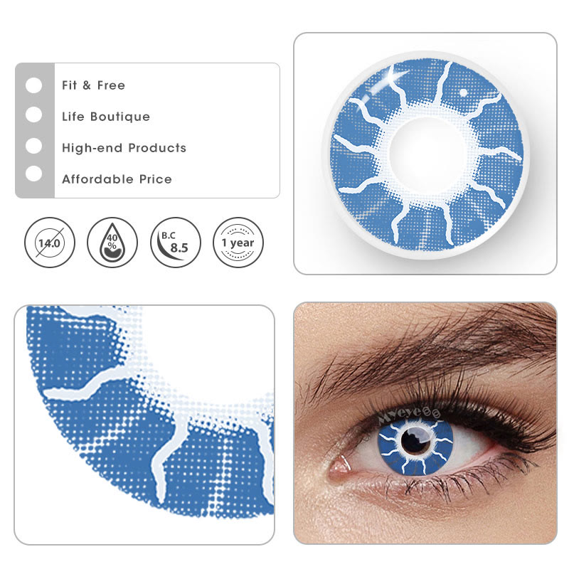 MYEYEBB Flash Blue Prescription Cosplay Colored Contact Lenses -MYEYEBB
