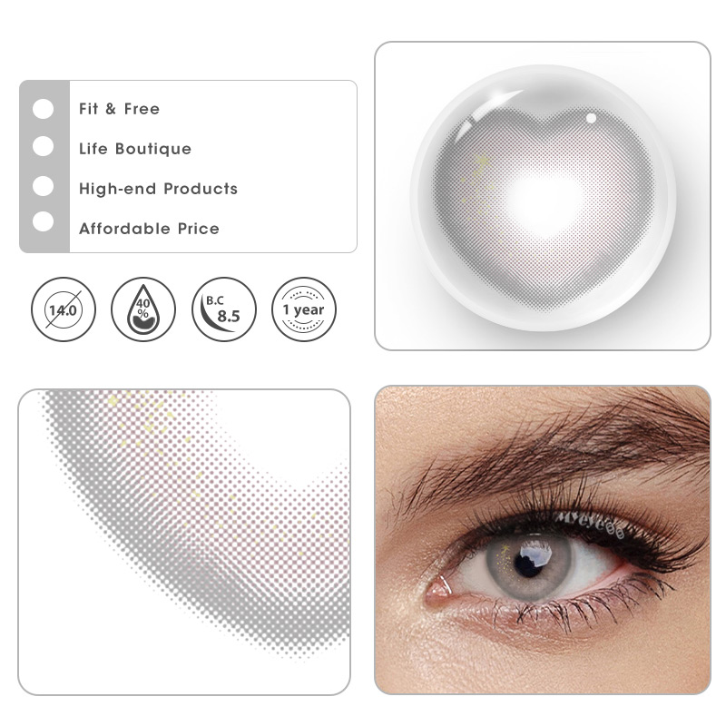 MYEYEBB Tiktok Sweet Heart Grey Prescription Colored Contact Lenses - image 5