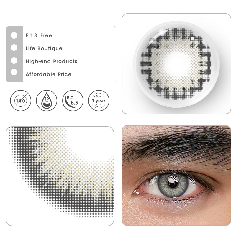 MYEYEBB Y2K Boho Grey Prescription Men Colored Contact Lenses - image 7