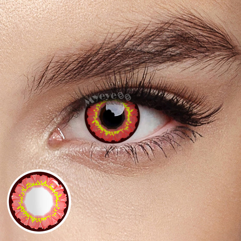 MYEYEBB Sunflower Red Brown Prescription Cosplay Colored Contact Lenses