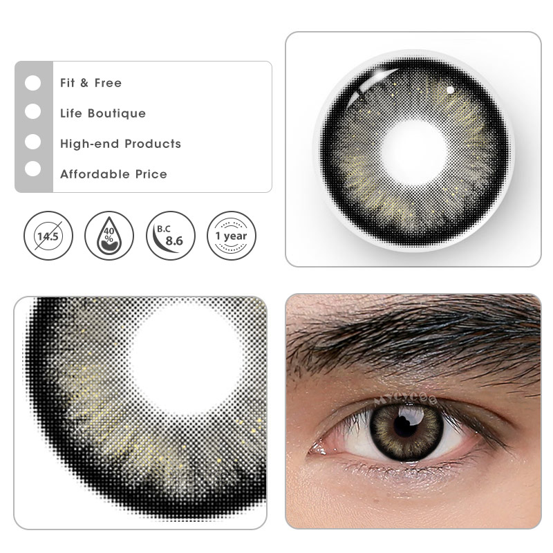 MYEYEBB Pearlescent Black Prescription Men Colored Contact Lenses - image 5