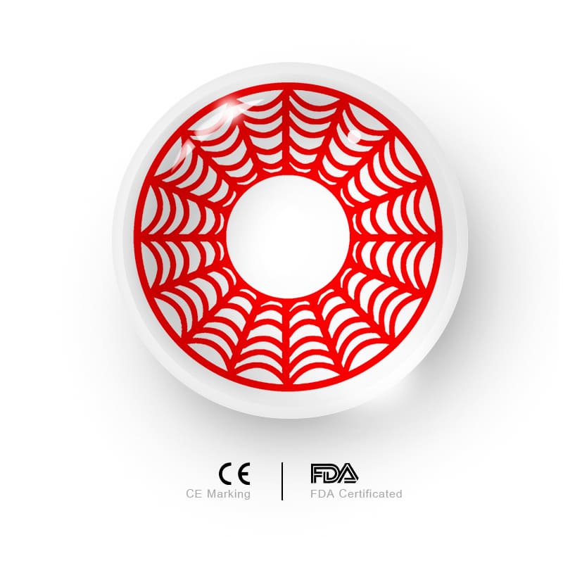 MYEYEBB Spider Web Red Prescription Cosplay Colored Contact Lenses -MYEYEBB