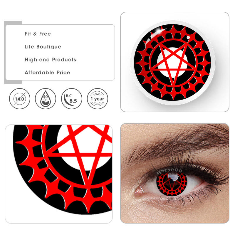MYEYEBB Blind Ciel's Contract Red & Black Cosplay Colored Contact Lenses - image 7
