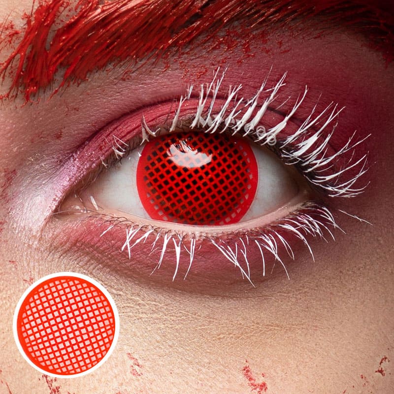 MYEYEBB Blind Red Mesh Cosplay Colored Contact Lenses-MYEYEBB