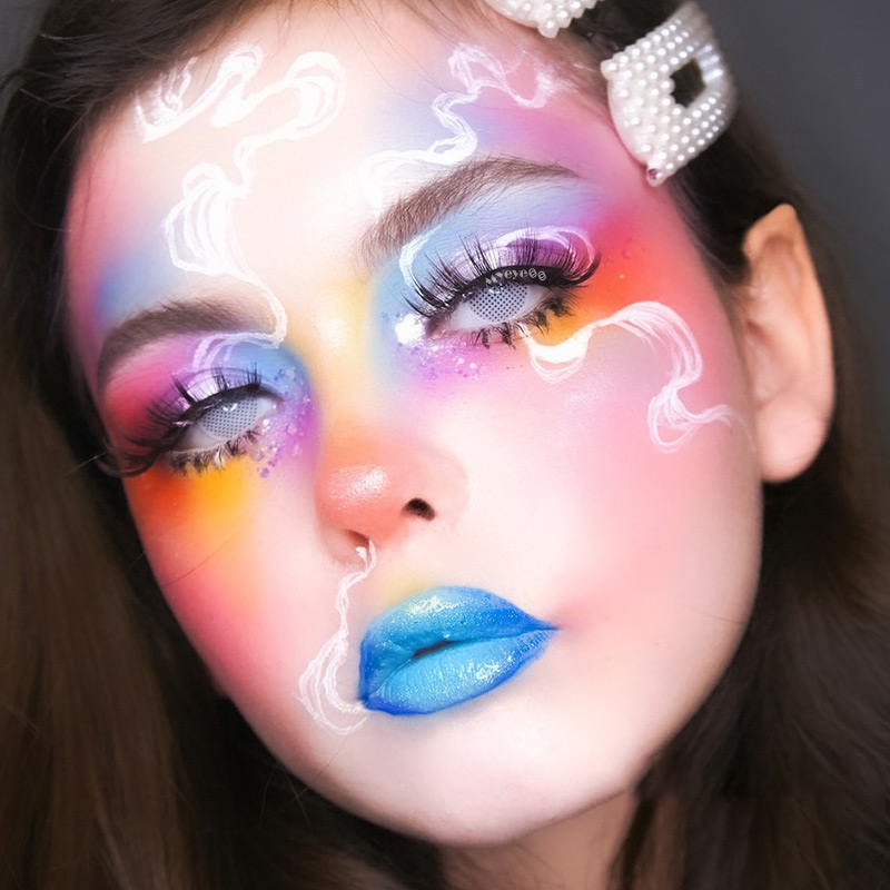 MYEYEBB Blind White Mesh Cosplay Colored Contact Lenses-MYEYEBB