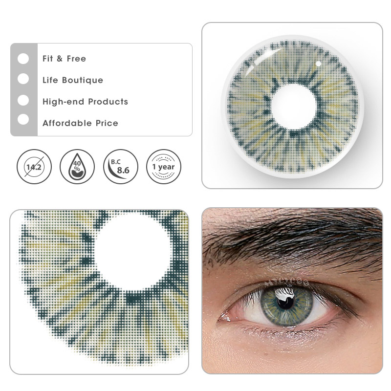 MYEYEBB Van Gogh Green Prescription Men Colored Contact Lenses-MYEYEBB