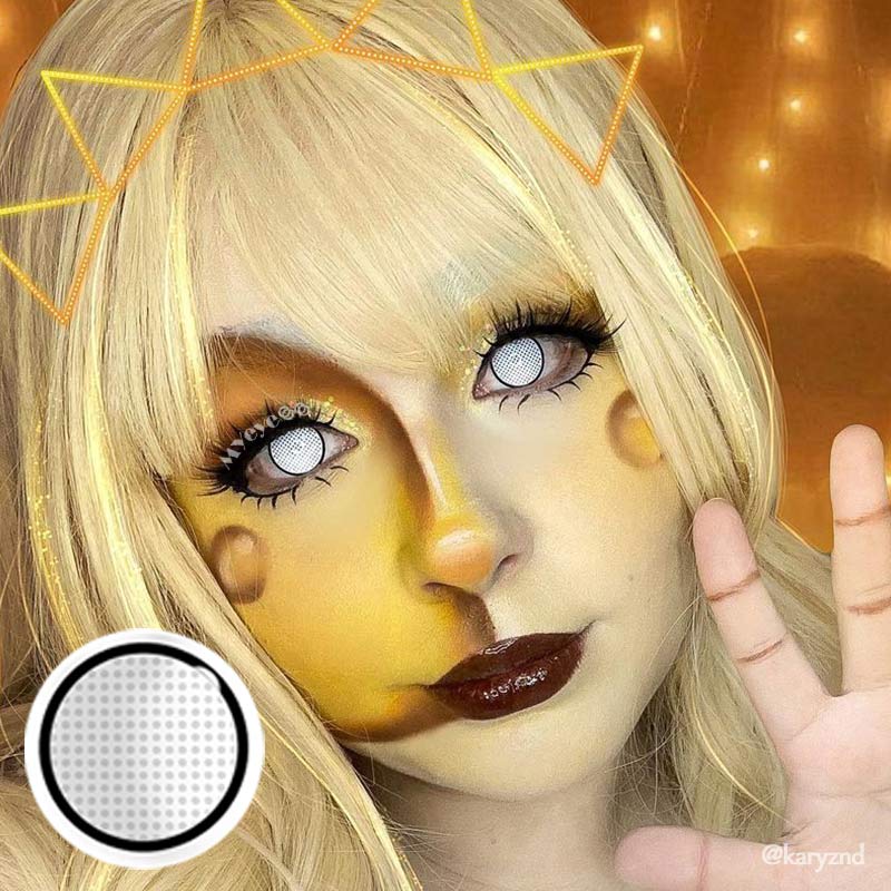 MYEYEBB Blind White Manson Mesh Prescription Cosplay Colored Contact Lenses - image 3