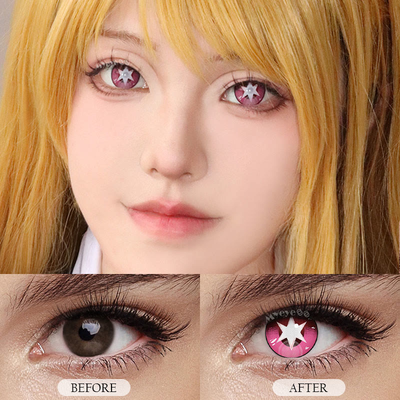 MYEYEBB Blind Ai Hoshino Red Cosplay Colored Contact Lenses-MYEYEBB