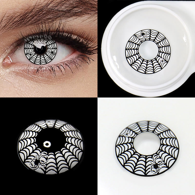 MYEYEBB Spider Web White Cosplay Colored Contact Lenses -MYEYEBB