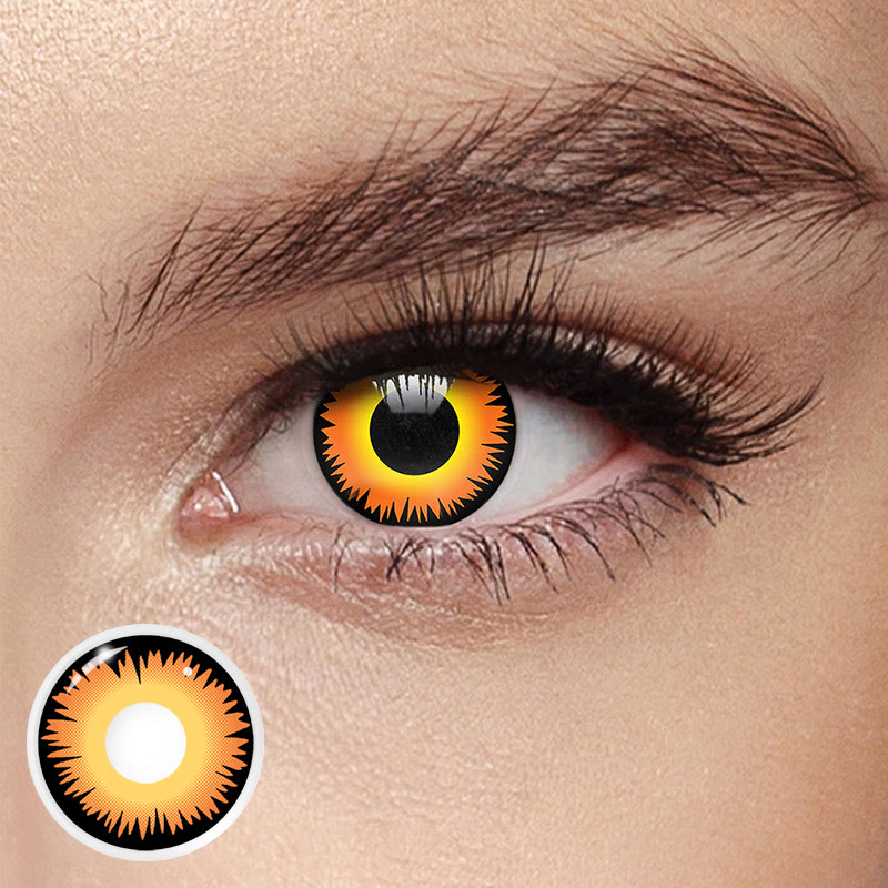 Myeyebb Wolf Eye Orange Prescription Cosplay Colored Contact Lenses 