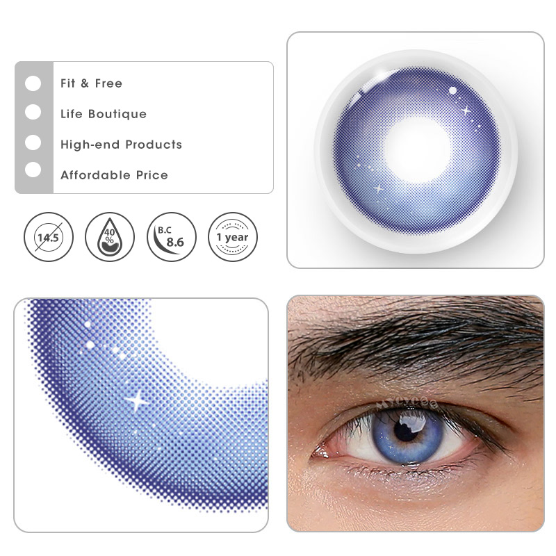 MYEYEBB Genshin Moon Blue Violet Prescription Men Colored Contact Lenses - image 4