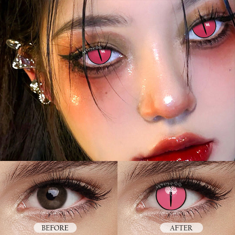 MYEYEBB Blind Kamado Nezuko Rose Cosplay Colored Contact Lenses-MYEYEBB