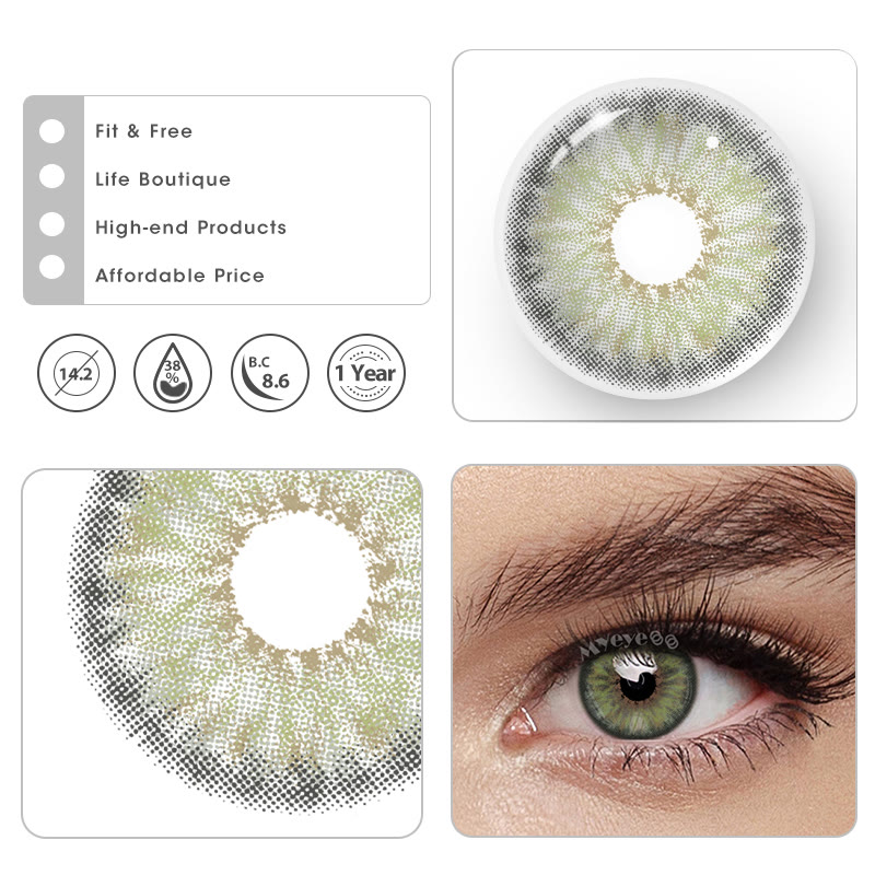 MYEYEBB Plus Petite Iris Grey Green Prescription Colored Contact Lenses丨Monthly - image 7