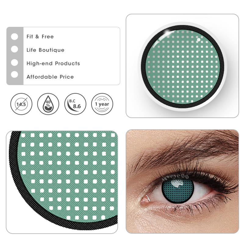 MYEYEBB Blind Dark Green Manson Mesh Prescription Cosplay Colored Contact Lenses -MYEYEBB