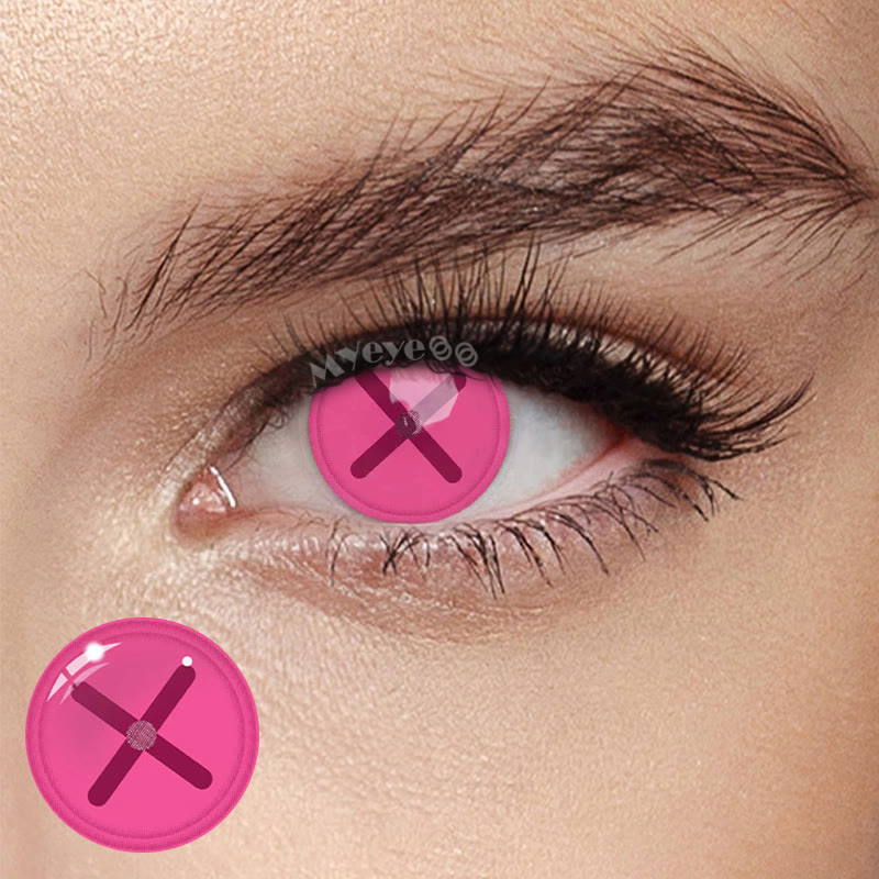 MYEYEBB Blind Button Eye Pink Cosplay Colored Contact Lenses-MYEYEBB