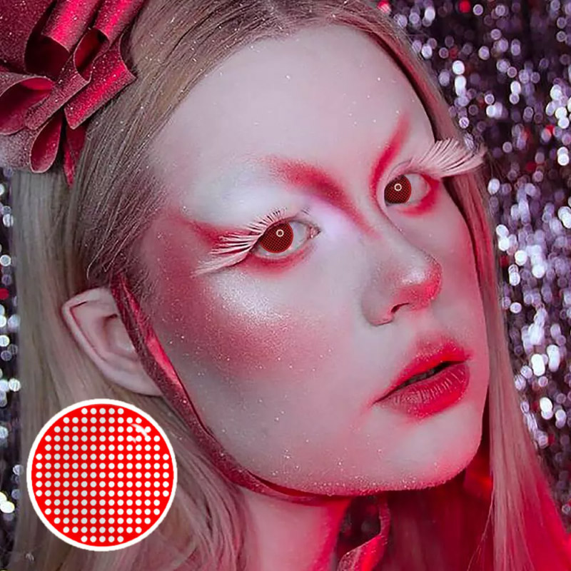 MYEYEBB Blind Red Mesh Cosplay Colored Contact Lenses-MYEYEBB