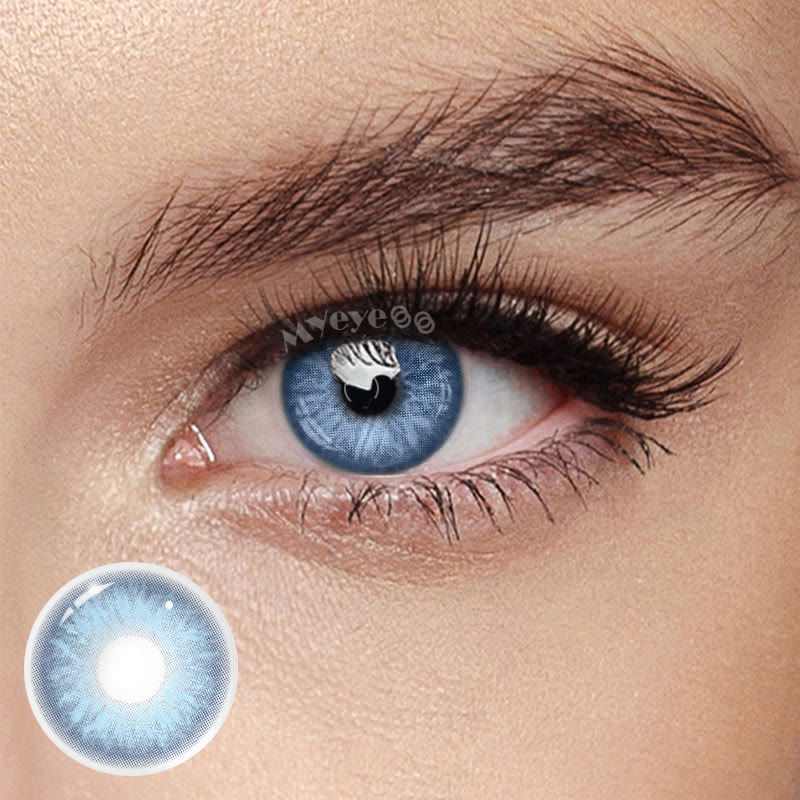 MYEYEBB Rime Blue Prescription Colored Contact Lenses