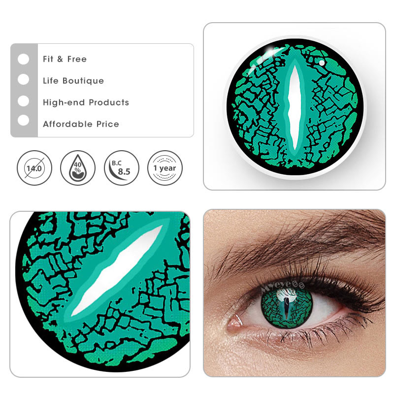 MYEYEBB Blind Lizard Eye Green Cosplay Colored Contact Lenses - image 7