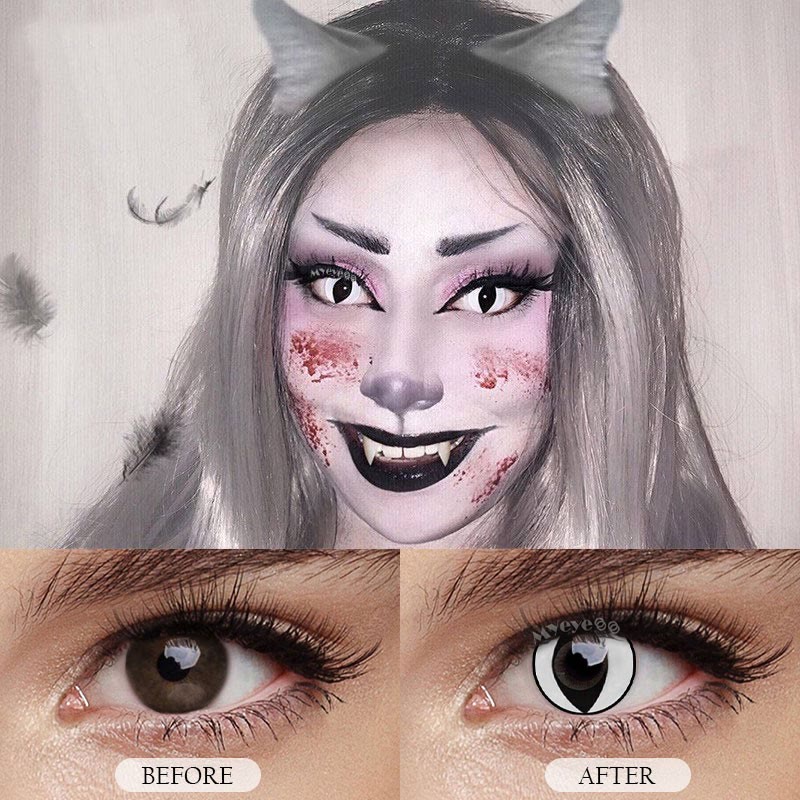MYEYEBB White Cat Eye Prescription Cosplay Colored Contact Lenses - image 13