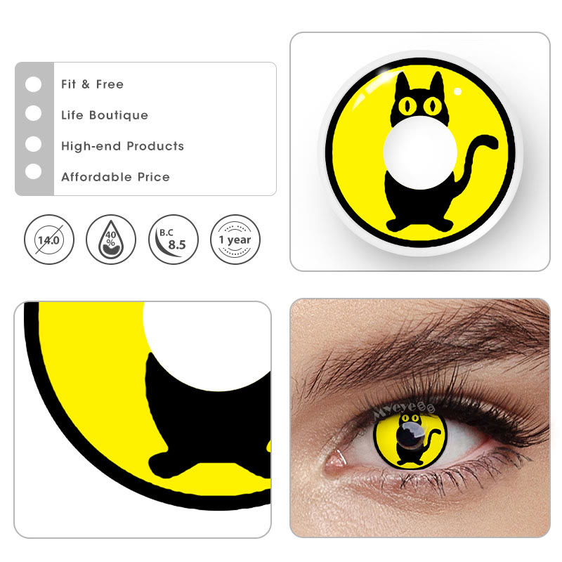MYEYEBB Yellow Cat Prescription Cosplay Colored Contact Lenses -MYEYEBB