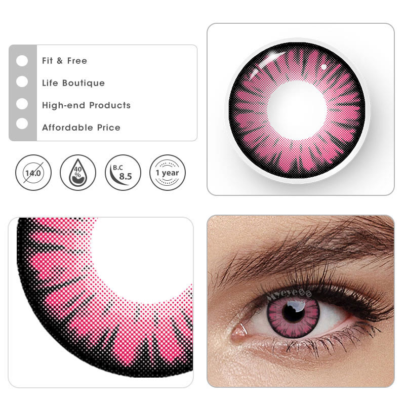 MYEYEBB Miracle Times Rose Red Prescription Cosplay Colored Contact Lenses - image 6