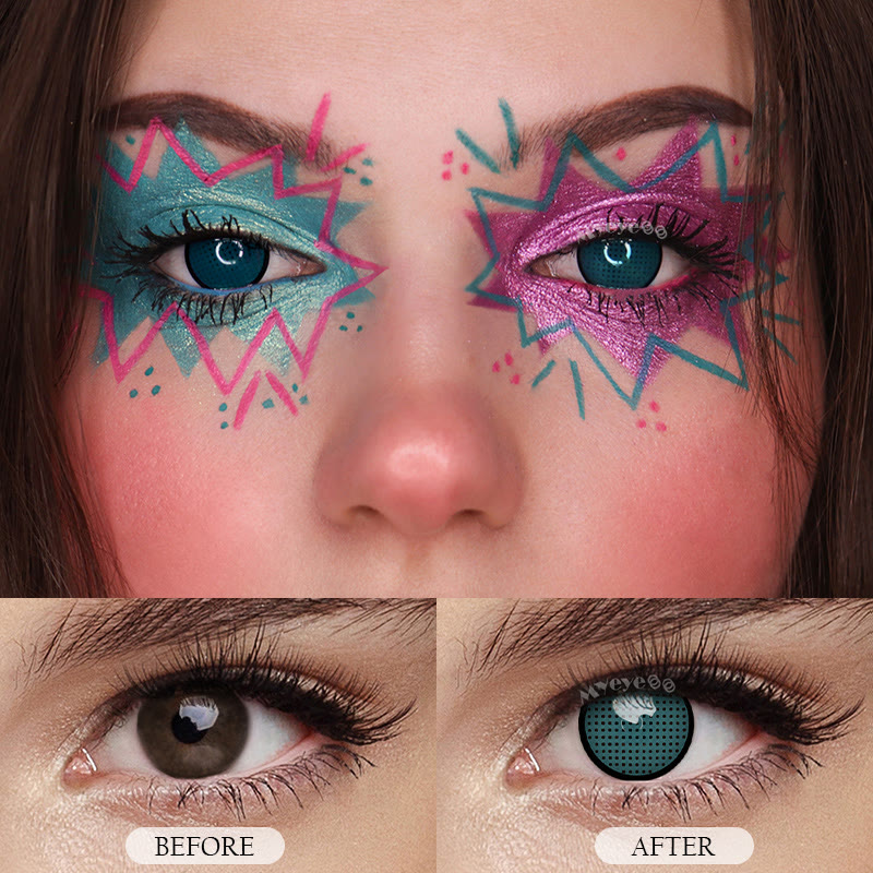 MYEYEBB Blind Dark Green Manson Mesh Prescription Cosplay Colored Contact Lenses -MYEYEBB