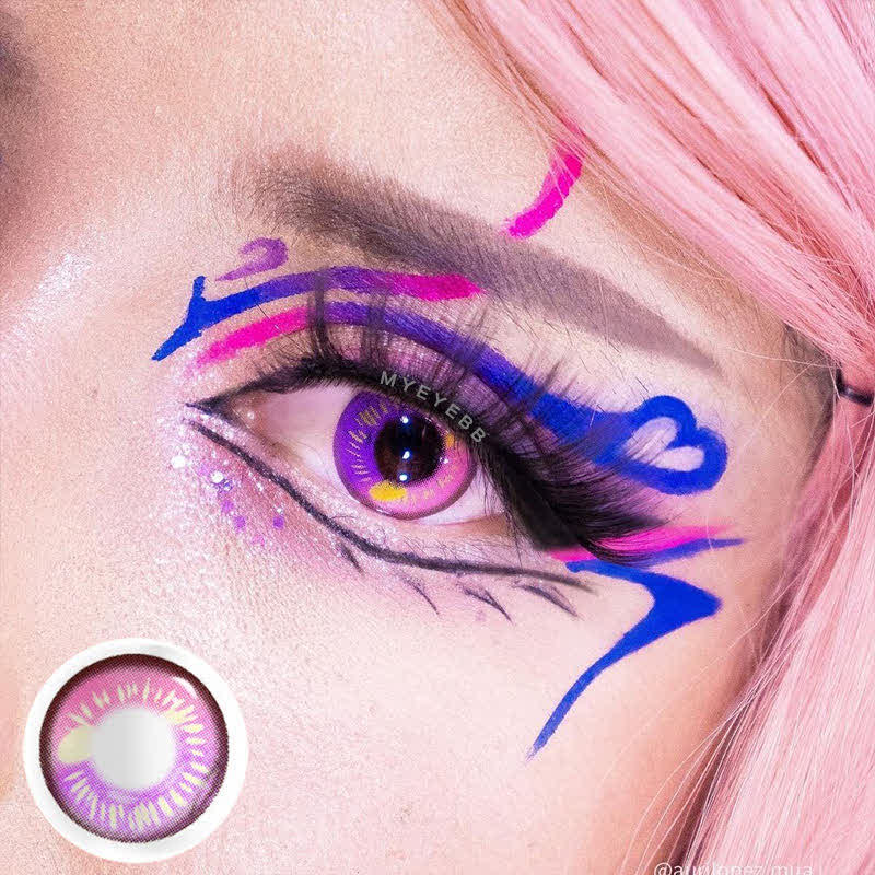 MYEYEBB Anime Tear Pink Prescription Cosplay Colored Contact Lenses - image 2