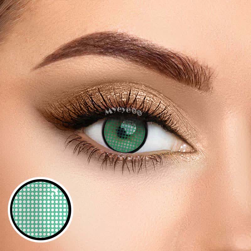 MYEYEBB Blind Mesh Green Prescription Cosplay Colored Contact Lenses -MYEYEBB