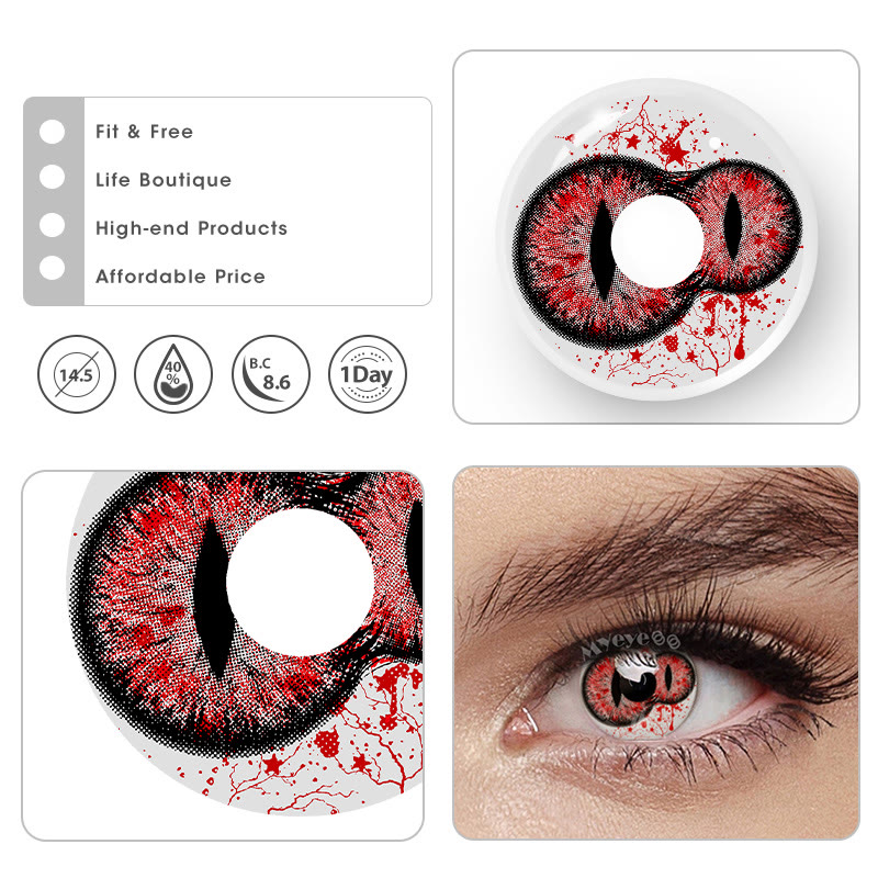 MYEYEBB Twin Inferno Iris Red Cosplay Colored Contact Lenses丨1 Day