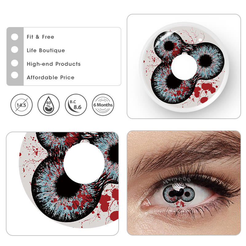MYEYEBB Devil's Triple Black Prescription Cosplay Colored Contact Lenses - image 7